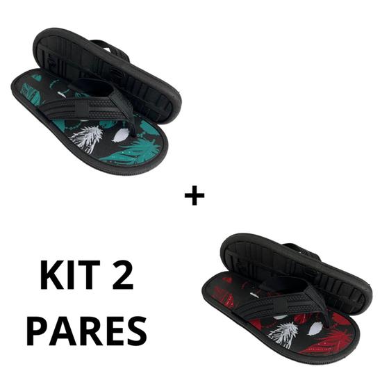 Imagem de Kit 2 Pares Chinelo Masculino Confortável Tira Larga Lançamento