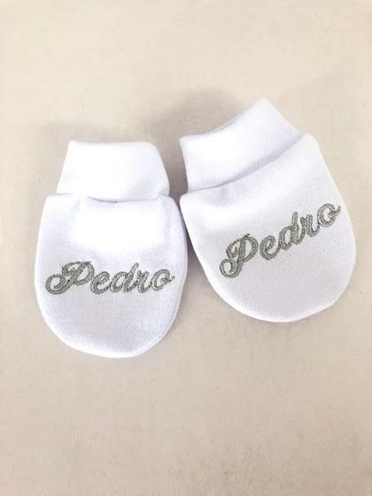 Kit 2 pares de luvinhas para recém nascido com o nome algodão egípcio ...