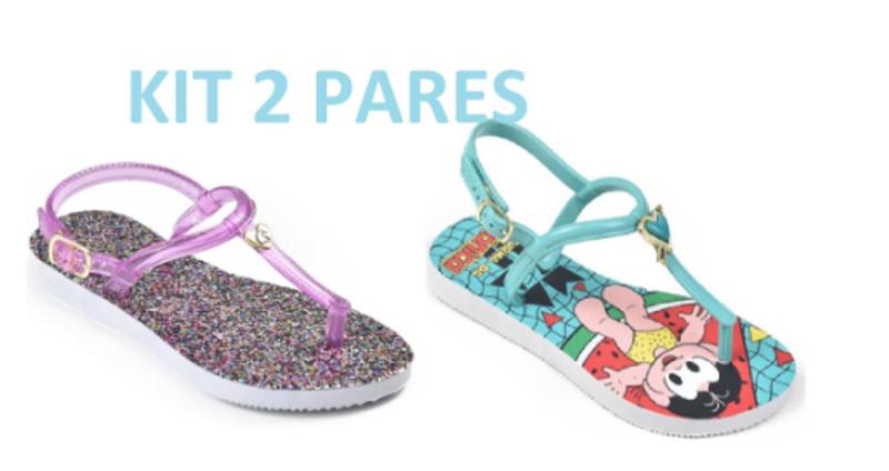 Imagem de Kit 2 pares de sandália infantil desenhos e glitter s2