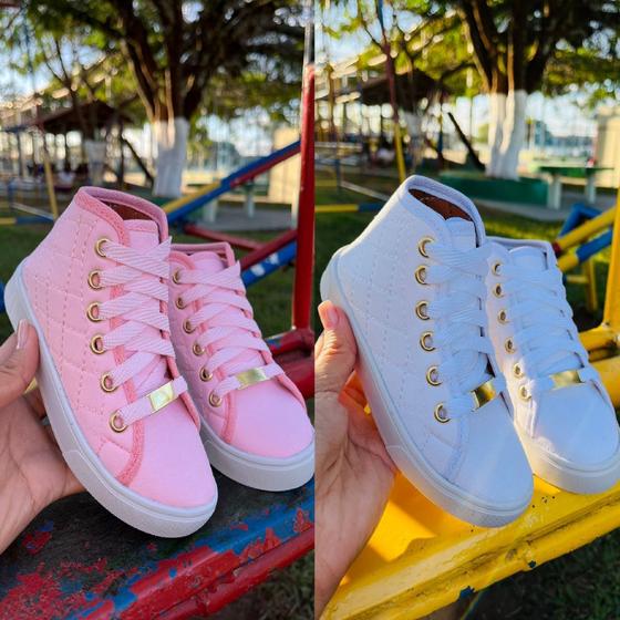 Imagem de Kit 2 Pares De Tênis Botinha Infantil Liso Casual Feminino TIBC