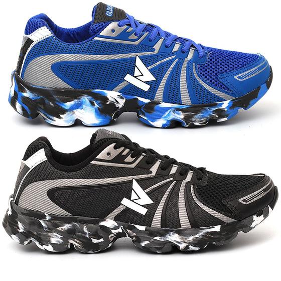 Imagem de Kit 2 pares de tenis masculino oldsen colorado cores caminhada macio confortavel