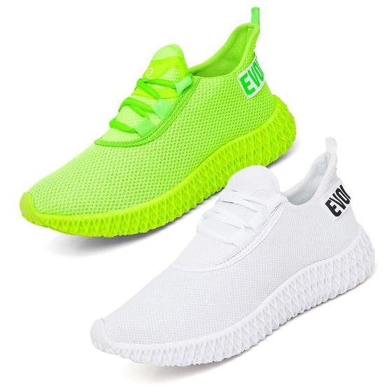 Imagem de Kit 2 Pares Feminino Esportivo Solado 4D  Branco/Verde