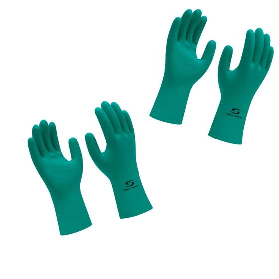 Imagem de Kit 2 Pares Luva Nitrílica Verde Resistente Produto Quimico - Nitrogreen