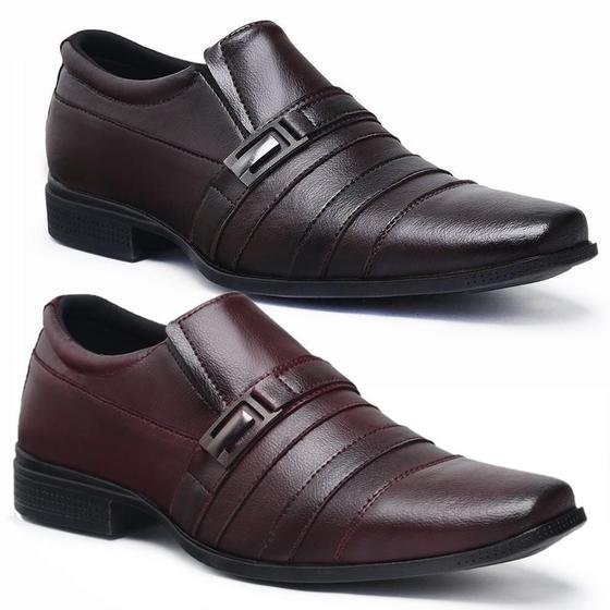 Imagem de Kit 2 Pares Sapato Social Masculino Moderno Elegante Estilo