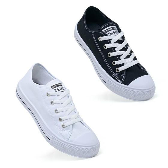 Kit 2 Pares Tênis Feminino Conforto Dia a Dia Macio Menor preço em Kit 2 Pares Tênis Feminino Conforto Dia a Dia Macio