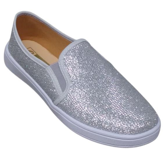 Imagem de Kit 2 pares tênis feminino slip on brilhante barato