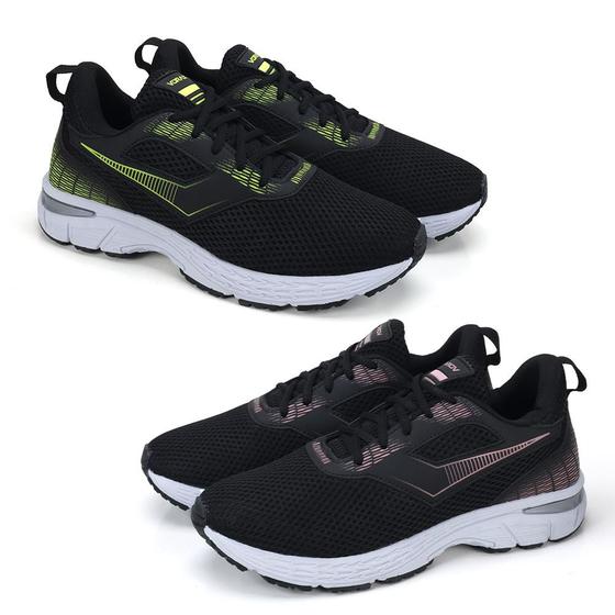 Imagem de Kit 2 Pares Tênis Fitness Esporte Cadarço Conforto Caminhada