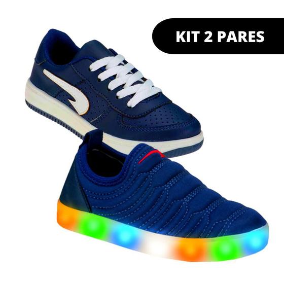 Imagem de Kit 2 Pares Tênis Infantil Led de Criança Masculino Casual