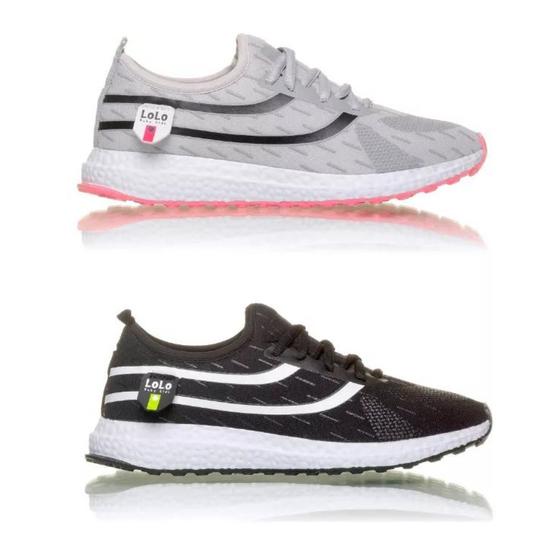 Imagem de Kit 2 Pares Tênis Infantil Menina Confortável Elástico Feminino Fácil de Calçar Não Escorrega Macio Leve