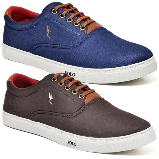 Imagem de Kit 2 pares Tênis  Sapatênis masculino Lançamento Casual Polo Blu Confortável-7700 K2201