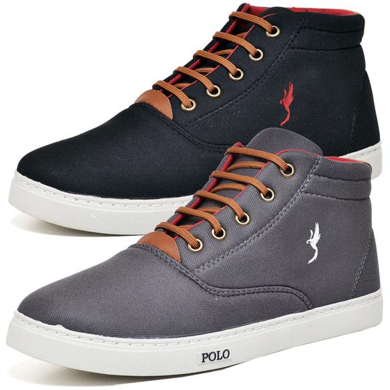 Imagem de Kit 2 pares Tênis Sapatenis masculino Polo Blu Lançamento Casual Cano Alto Bota-7800 K2101