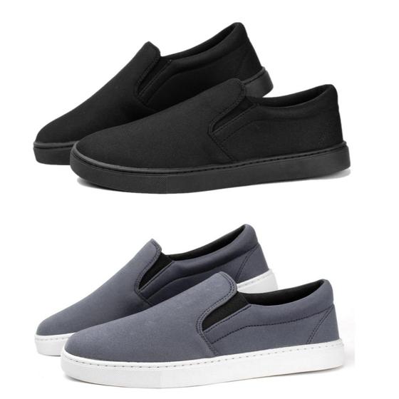 Imagem de Kit 2 Pares Tênis Slip On Amanda  Block com Elastico e Sola Borracha Reta