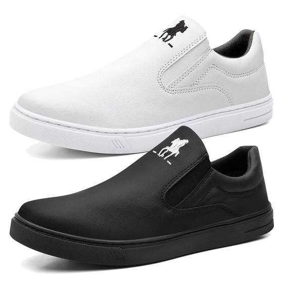 Imagem de Kit 2 Pares Tênis Slip On Casual Hfast Shoes com Elástico e Sola Reta Costurada