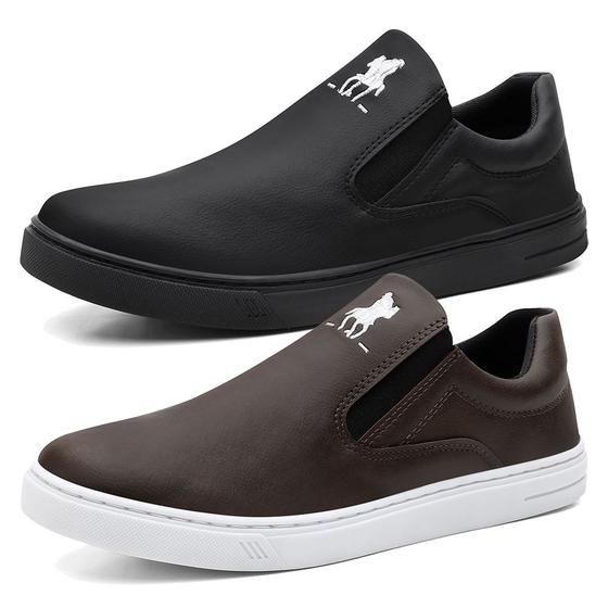 Imagem de Kit 2 Pares Tênis Slip On Casual Hfast Shoes com Elástico e Sola Reta Costurada