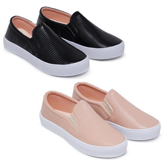 Imagem de Kit 2 Pares Tênis Slip On Casual  Macio e Confortável Combina Com Tudo