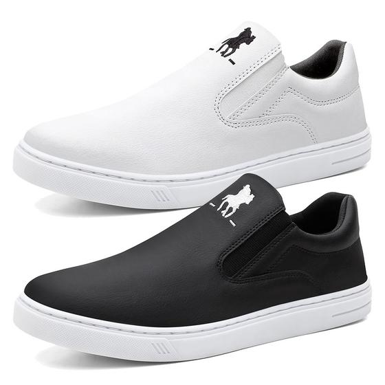 Imagem de Kit 2 Pares Tênis Slip On Hfast Shoes com Elástico Lateral e Sola Borracha