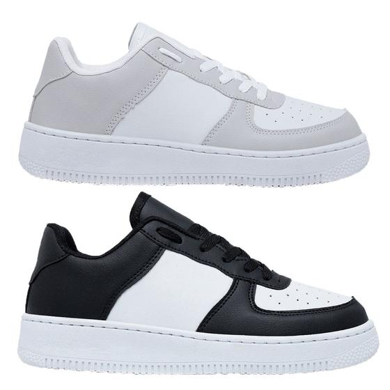 Imagem de Kit 2 Pares Tênis Sneakers Casual Feminino e Masculino Moda Blogueira