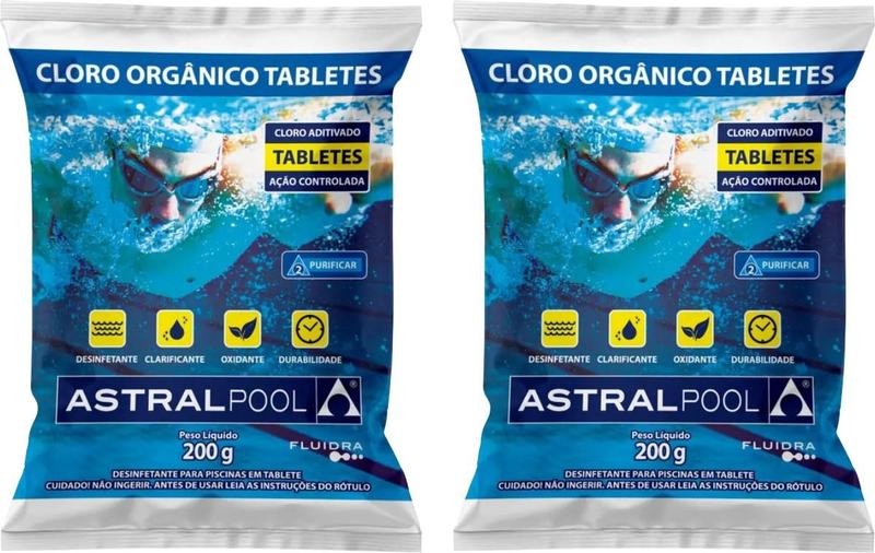 Imagem de  Kit 2 Pastilha Tablete Cloro Piscina 200g 5 em 1 Multiação