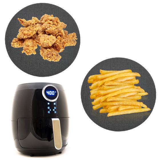 Imagem de Kit 2 Pçs Tapete Manta Para Fritadeira Elétrica Airfryer Redondo 23cm Forro Protetor Culinário Antiaderente Reutilizável