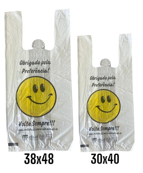 Imagem de Kit 2 pct sacola plástica 30x40 e 38x48 volte sempre smile