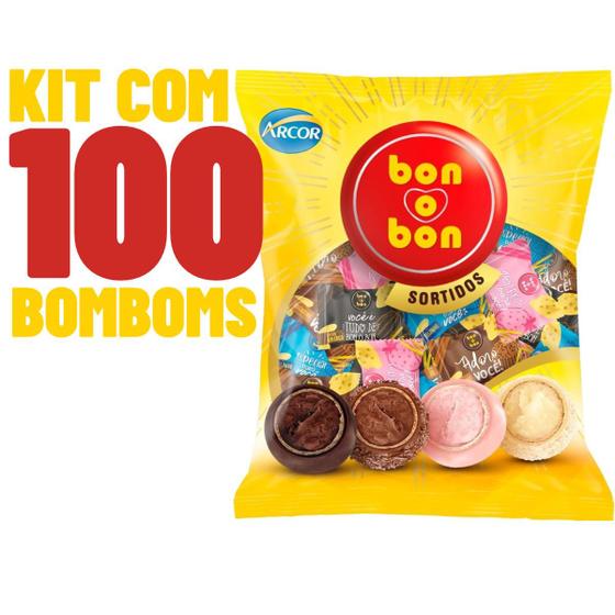 Imagem de Kit 2 Pcts - 100 Unids. Bombom Bonobon Sortidos - Arcor