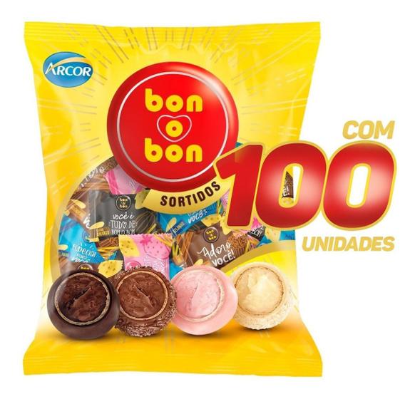 Kit 2 Pcts - 100 Unids. Bombom Bonobon Sortidos - Arcor Menor preço em Kit 2 Pcts - 100 Unids. Bombom Bonobon Sortidos - Arcor