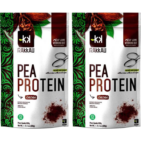 Imagem de Kit 2 Pea Protein Cacau Rakkau 600g - Vegano - Proteína