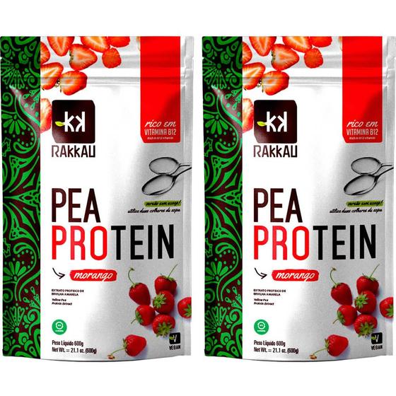 Imagem de Kit 2 Pea Protein Morango Rakkau 600g - Vegano - Proteína