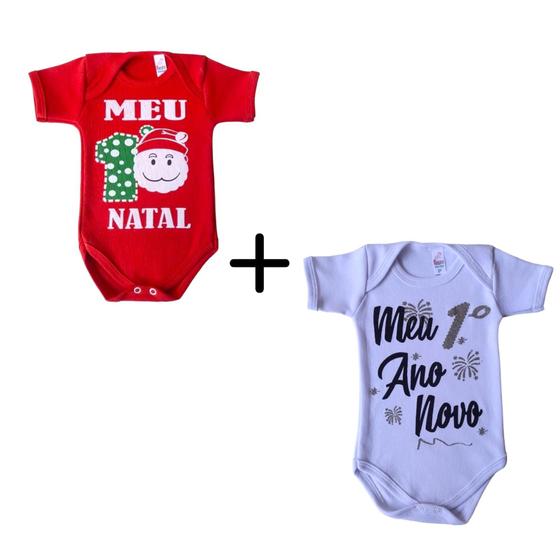 Imagem de Kit 2 Peças - Body Ano Novo - Natal Bebê Algodão Fantasia