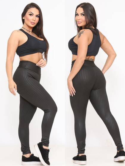 Imagem de Kit 2 Peças Calça Legging Feminina Cintura Alta Cirre 3D Academia Fitness