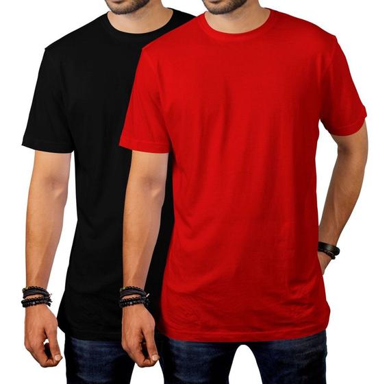 Imagem de Kit 2 peças camisas masculinas manga curta gola redonda lisa basica elegante