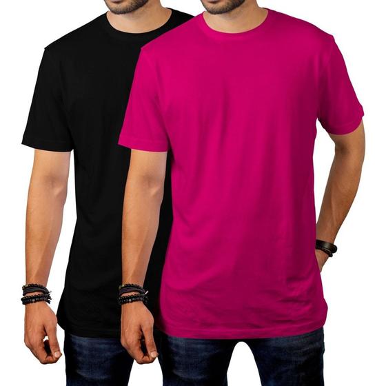 Imagem de Kit 2 peças camisas masculinas manga curta gola redonda lisa