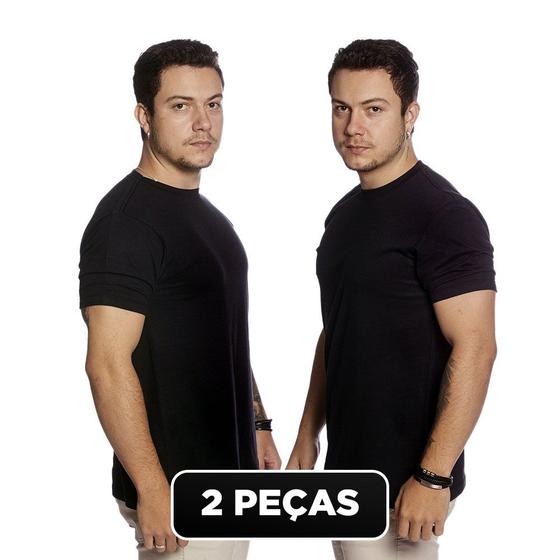 Imagem de Kit 2 Peças Camiseta Básica 100% Algodão Lisa Masculina TM002-K2