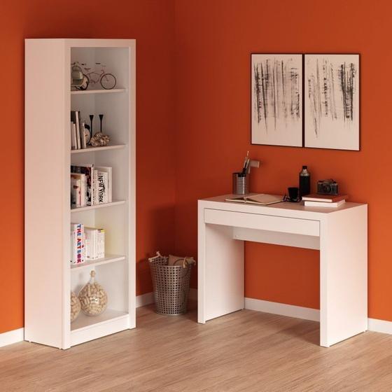 Imagem de Kit 2 Peças com Escrivaninha Me4107 90cm e Estante 4 Prateleiras Me4104