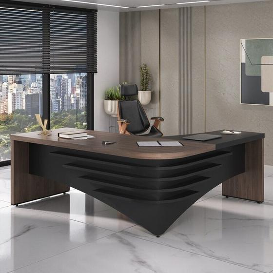 Imagem de Kit 2 Peças com Mesa Diretor em L e Cadeira Presidente Lisboa