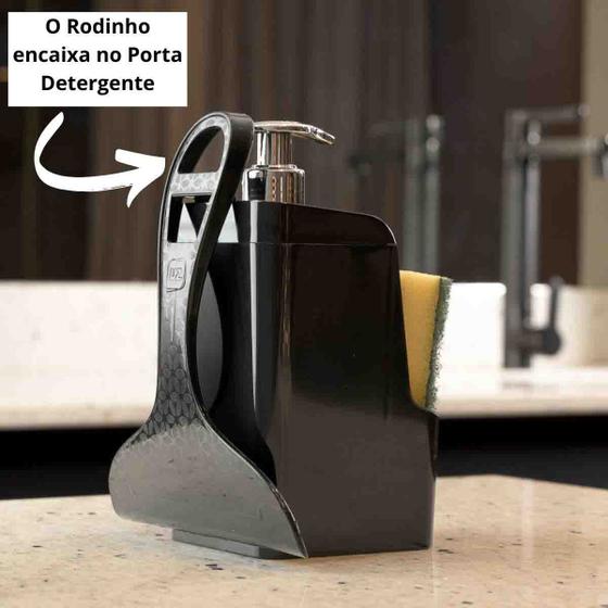 Imagem de Kit 2 Peças Para Pia Cozinha Com Porta Detergente Quadrado E Rodinho UZ