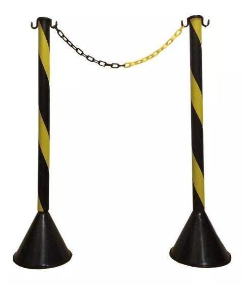 Imagem de Kit 2 pedestal pvc para correntes zebrado amarelo e preto plastcor