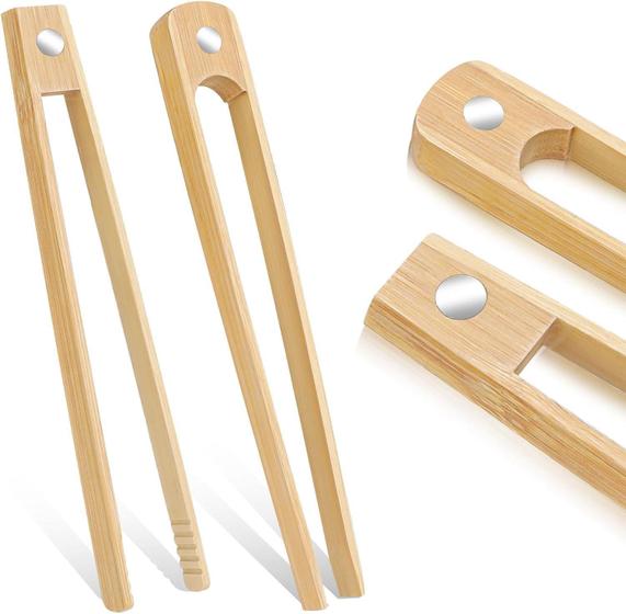 Imagem de Kit 2 Pegadores Pinças Magnéticas Bamboo Para Torradeiras