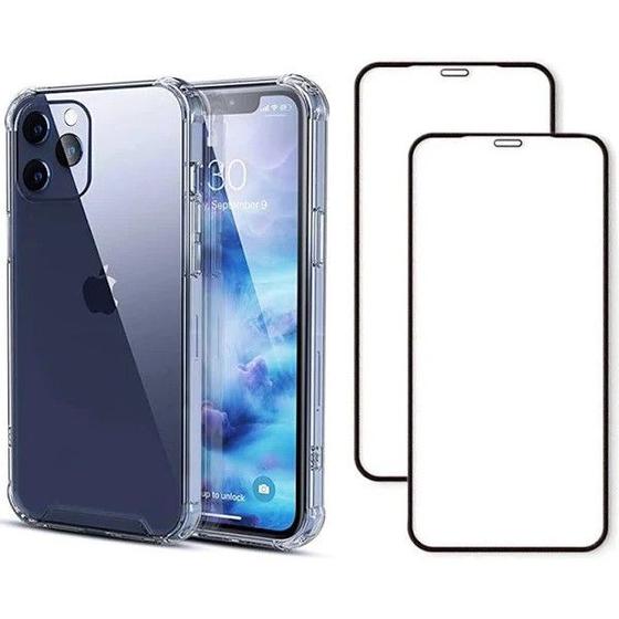 Imagem de Kit 2 Películas 3D Vidro + Capa Capinha Transparente para Iphone 12