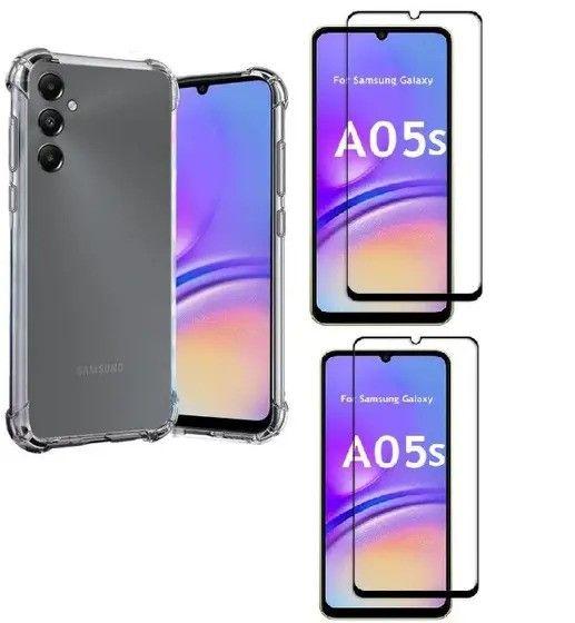 Imagem de Kit 2 Películas 3D Vidro + Capa Capinha Transparente para Samsung Galaxy A05S