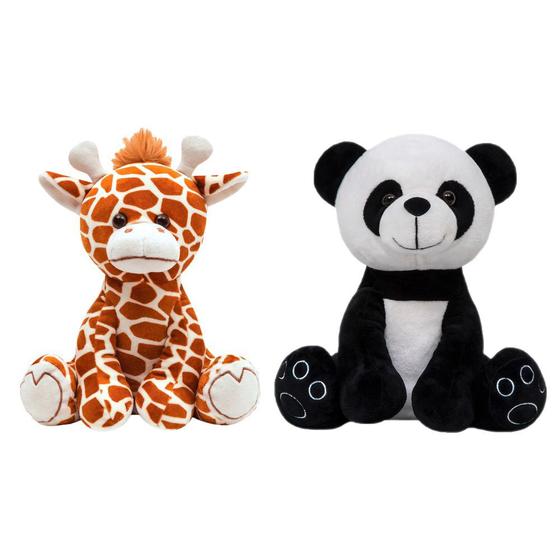 Imagem de Kit 2 pelúcias infantil bebe ursinho grande 25 cm safari animais bichinhos antialérgico decoração buba