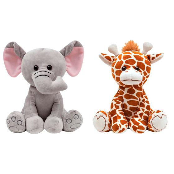 Imagem de Kit 2 pelúcias infantil bebe ursinho grande 25 cm safari animais bichinhos antialérgico decoração buba