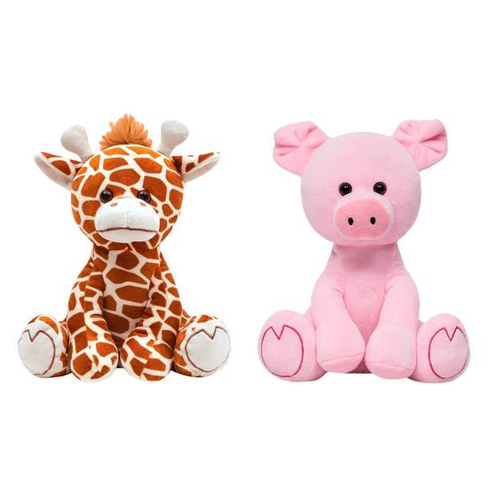 Imagem de Kit 2 pelúcias infantil bebe ursinho grande 25 cm safari animais bichinhos antialérgico decoração buba