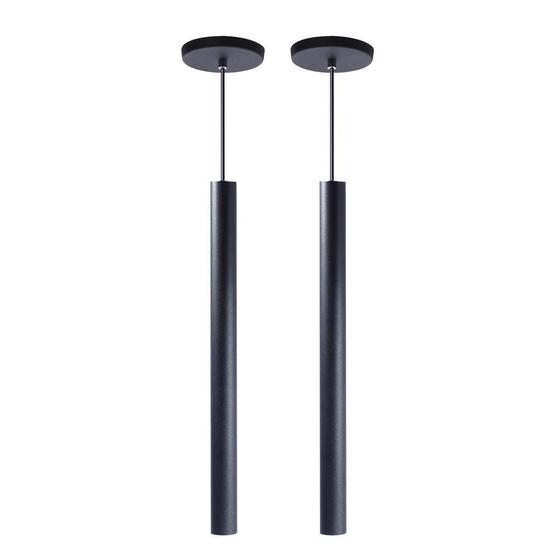 Imagem de Kit 2 Pendente Luminária Tubo Preto 50 Cm