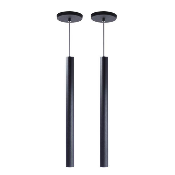 Imagem de Kit 2 Pendente Luminária Tubo Preto 50 Cm