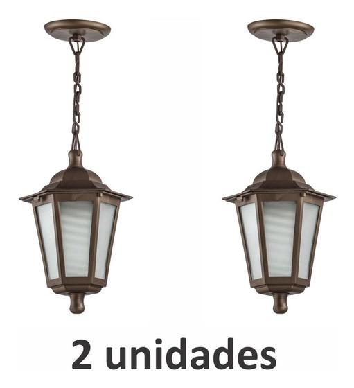 Imagem de Kit 2 Pendente Luminárias Lustre Clássico Retro Imbuia 113