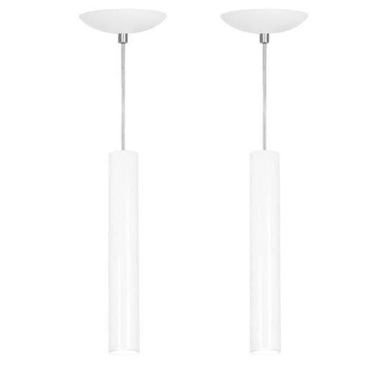 Imagem de kit 2 Pendente Tubo Cilindro Branco 30Cm + Led 6k