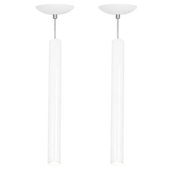 Imagem de Kit 2 Pendente Tubo Cilindro Branco 50Cm + Led 3k