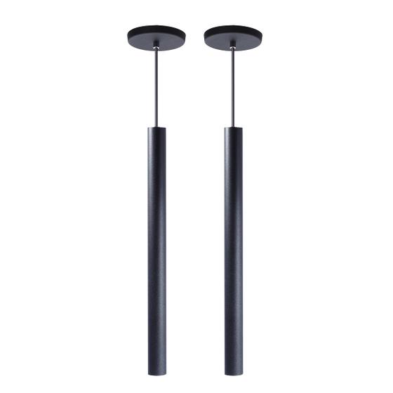 Imagem de Kit 2 Pendente Tubo Preto 50 Cm Cabo 4m +  LED Branco Quente