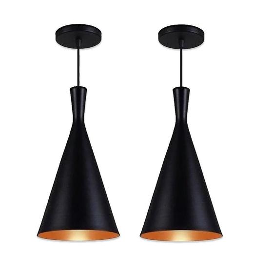 Imagem de Kit 2 Pendentes Luminária Funil Tom Dixon Preto/ Interior Cobre As Luminarias